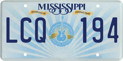 MS license plate LCQ194
