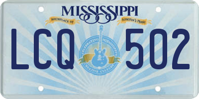 MS license plate LCQ502