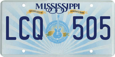 MS license plate LCQ505