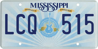 MS license plate LCQ515
