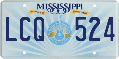 MS license plate LCQ524