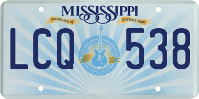 MS license plate LCQ538