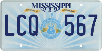 MS license plate LCQ567