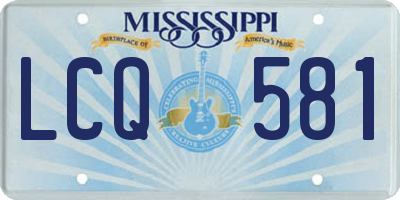 MS license plate LCQ581