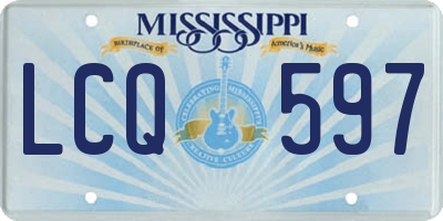 MS license plate LCQ597