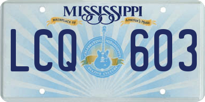 MS license plate LCQ603