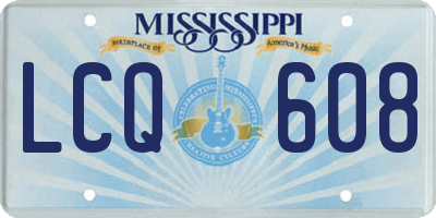 MS license plate LCQ608