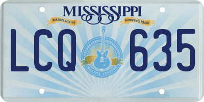 MS license plate LCQ635