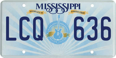 MS license plate LCQ636