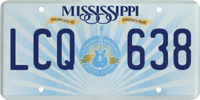 MS license plate LCQ638