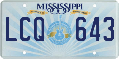MS license plate LCQ643