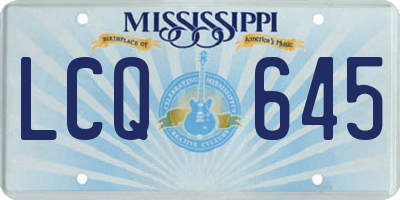 MS license plate LCQ645