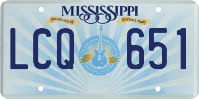 MS license plate LCQ651