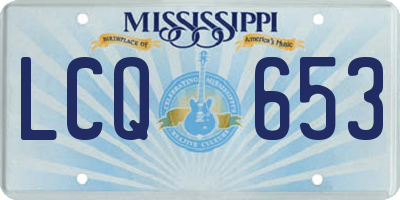 MS license plate LCQ653