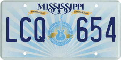 MS license plate LCQ654