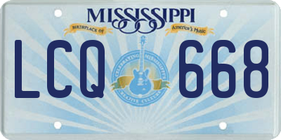 MS license plate LCQ668