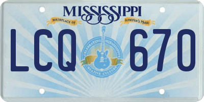 MS license plate LCQ670