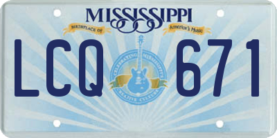 MS license plate LCQ671