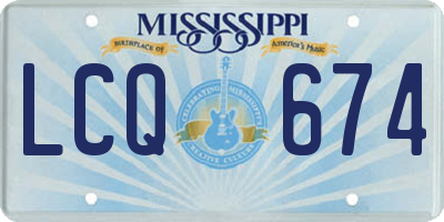 MS license plate LCQ674