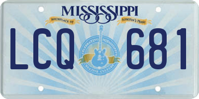 MS license plate LCQ681