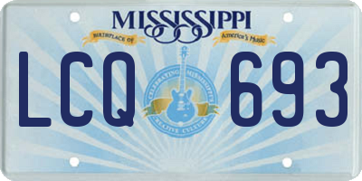 MS license plate LCQ693