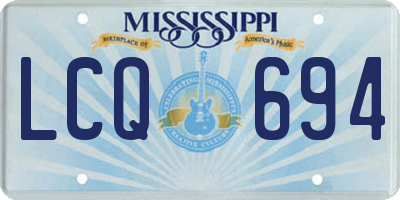 MS license plate LCQ694