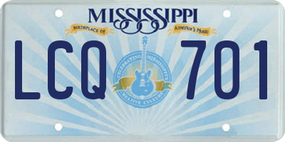 MS license plate LCQ701
