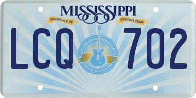 MS license plate LCQ702