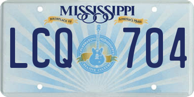 MS license plate LCQ704
