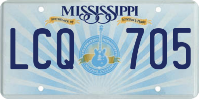 MS license plate LCQ705