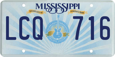 MS license plate LCQ716