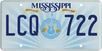 MS license plate LCQ722