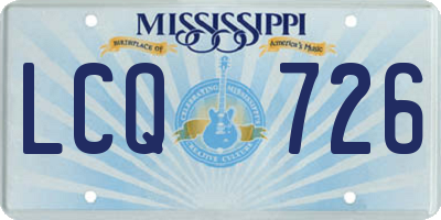 MS license plate LCQ726