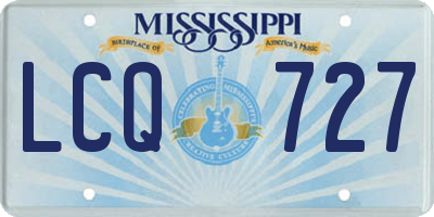 MS license plate LCQ727