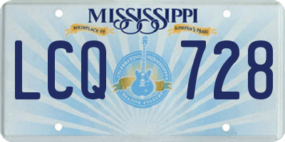 MS license plate LCQ728