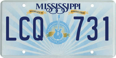 MS license plate LCQ731