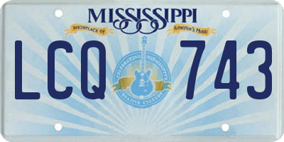 MS license plate LCQ743