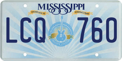 MS license plate LCQ760