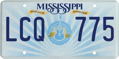 MS license plate LCQ775