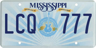 MS license plate LCQ777