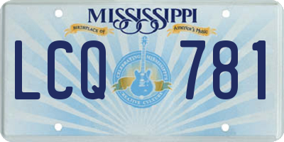 MS license plate LCQ781