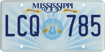 MS license plate LCQ785