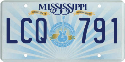 MS license plate LCQ791