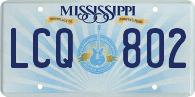 MS license plate LCQ802