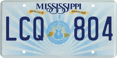 MS license plate LCQ804