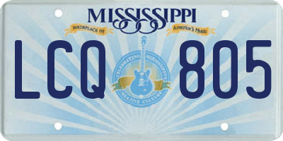 MS license plate LCQ805