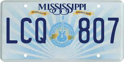 MS license plate LCQ807