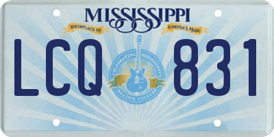 MS license plate LCQ831