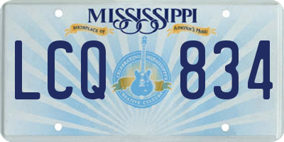 MS license plate LCQ834
