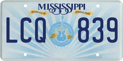 MS license plate LCQ839